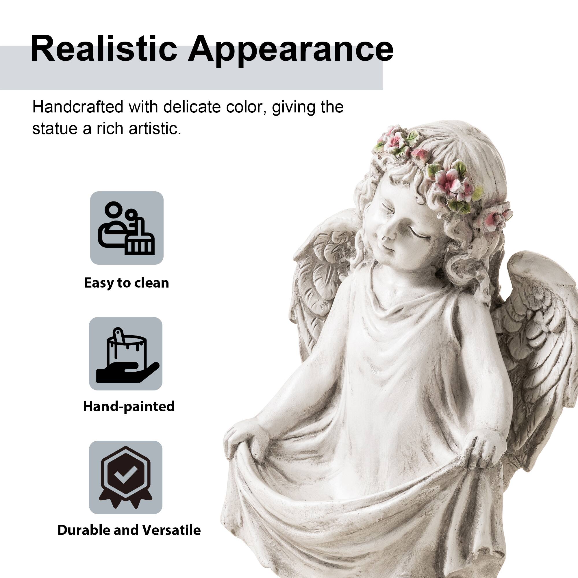 Glitzhome® 21" MGO Angel Garden Statue with Birdfeeder